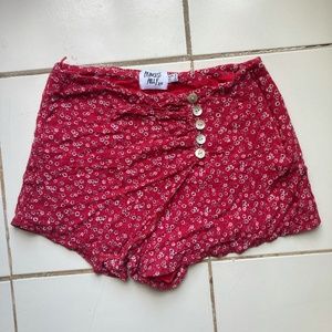 Princess Polly red Floral SKORT size 4 us